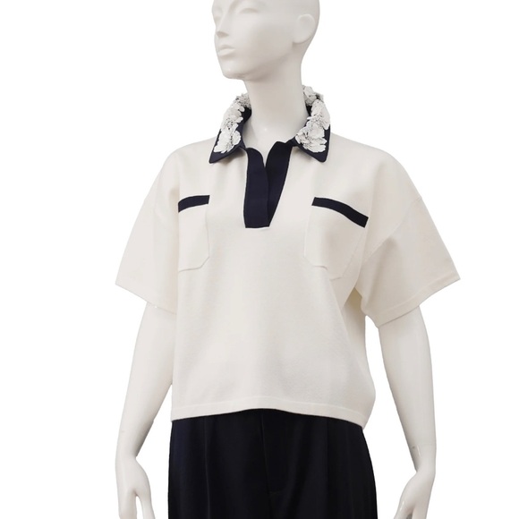 Elegant White and Black Blouse for Any Occasion - Picture 3 of 6